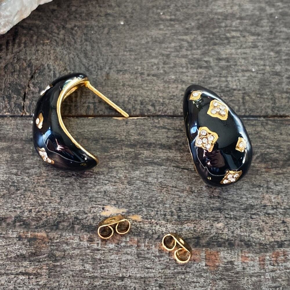 NEW Black Night Rhinestone Drop Earrings - Picture 4 of 10